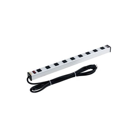 Surge Protected Power Strip, 9 Outlets, 15A, 450 Joules, 15' Cord